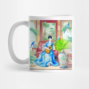 A good listener, modern whimsical chinoiserie scene Mug